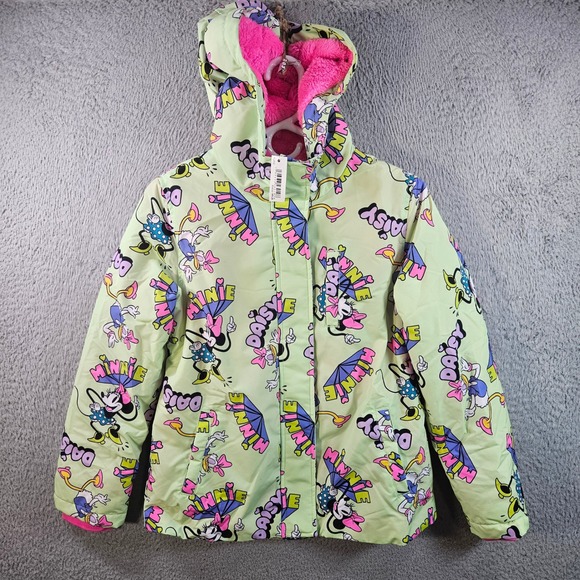 Disney Amazon Essentials Other - NEW Disney Minnie Mouse Daisy Duck Girls Hooded Jacket Light Green Pink XL 10 Yr